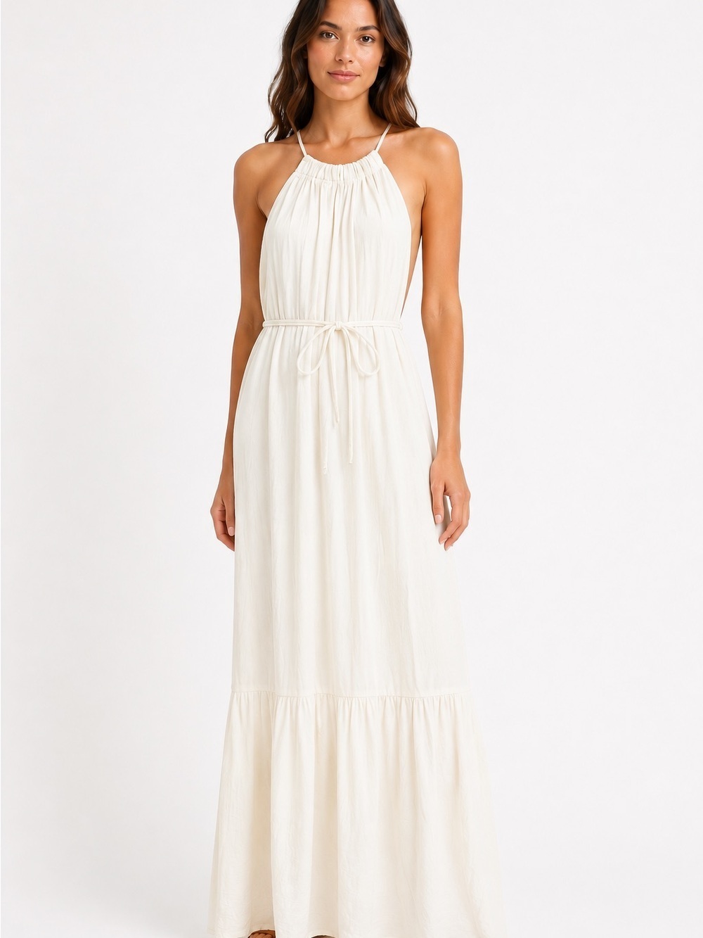 Banana Republic Dress Womens 10 Maxi Belted High Neck Bridal Sundresss Travel